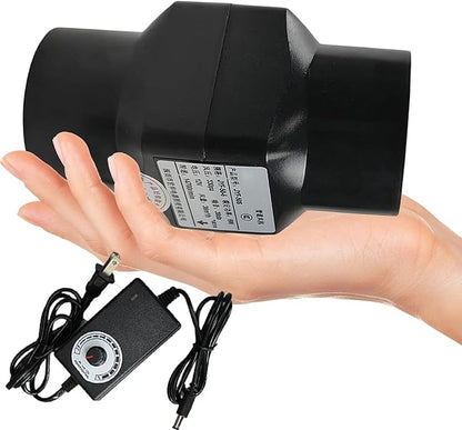 2 Inch 12V Inline Duct Fan 6W Air Vent Fan Booster Pet Indoor Vent Blower for Greenhouse Bathroom Tent Room Basement Attic (Color : Black, Size : Adjustable Speed)