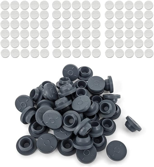 100PCS Self Healing Injection Ports and 120PCS Synthetic Filter Stickers Mushroom Growing Supplies（13mm for Ports &20mm for Stickers ）