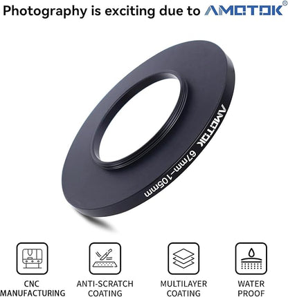 67mm Lens to 105mm Camera Lens Adapter,67mm-105mm Filter Step up Rings,Compatible All 105mm Filter Accessory.Made from CNC Machined