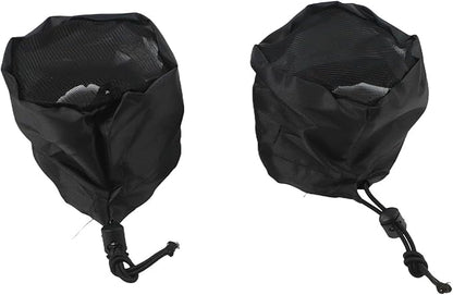 2 Pack Grow Tent Vent Duct Filter Covers with Elastic Band and Fixed Buckles, Silver-Coated Oxford and Mesh Cloth for Plant Greenhouses, Fits 4in 6in 8in Openings, Black(4in)