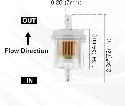12pcs 1/4 Inch Gas Inline Fuel Filter Compatible with MTD Kohler Kawasaki John Dere Birgs & Straton Taotao Scooter ATV Motorcycle Small Engine Generator Lawn Mower Universal Fuel Filter