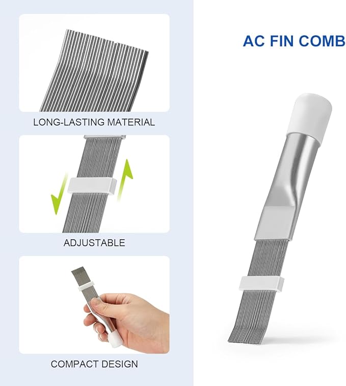 LANMU Air Conditioner Evaporator Coil Cleaning Brush AC Condenser Coil Fin Comb Straightener HVAC Cleaner Brush (1 Fin Comb + 1 Dual-Sided Evaporator Coil Cleaner Brush)