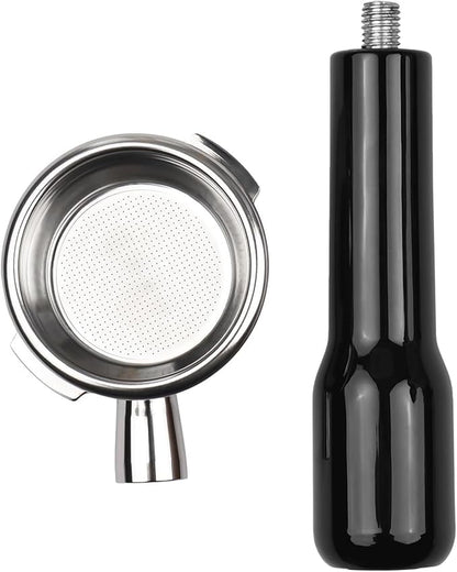 Bottomless Portafilter 58mm, 2 Ears Stainless Steel Bottomless Naked Portafilter Compatible Espresso Portafilters Coffee Wooden Coffee Handle Cup Filter Basket (Plastic material)