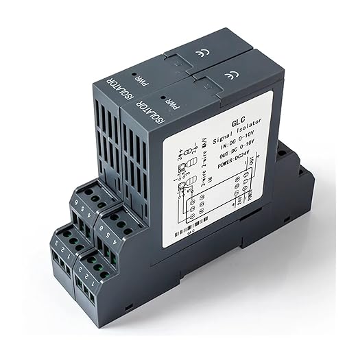 Analog Signal Isolator 4-20mA Signal Isolator Din Rail Mount 0.5% FS Precision for Industrial Automation PLC Control System(1 in 2 Out,Output 0-20MA_Input 4-20MA_DC24V)