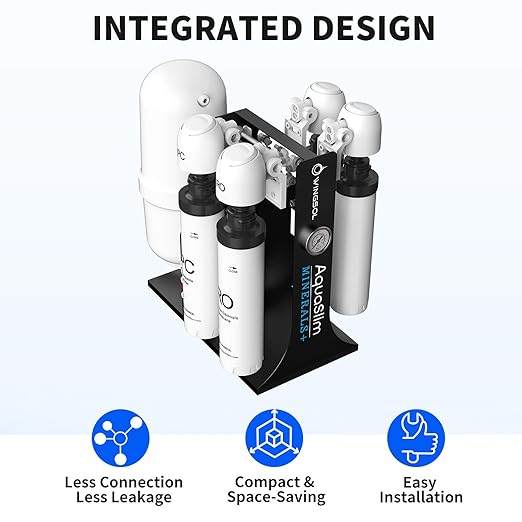 WINGSOL Integrated Reverse Osmosis Water Filter, NSF/ANSI 42/53/58, 10-Stage Under Sink RO Filtration System for pH+ Alkaline Remineralization Water, Easy Installation, No Electricity Needed