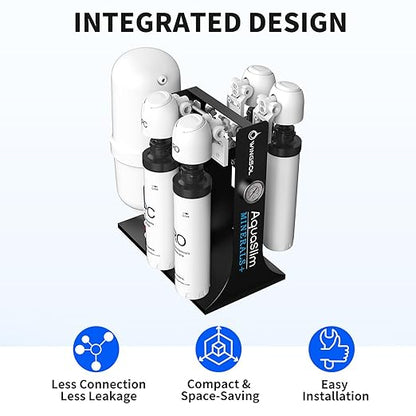 WINGSOL Integrated Reverse Osmosis Water Filter, NSF/ANSI 42/53/58, 10-Stage Under Sink RO Filtration System for pH+ Alkaline Remineralization Water, Easy Installation, No Electricity Needed