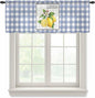 Lemon Sheer Valance Curtains, Summer Fruit Floral Wood Grain Blue Plaid Light Filtering Kitchen Valances Rod Pocket Voile Curtain Window Treatment for Bedroom/Living Room/Basement 42Wx12L
