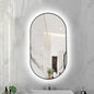 Oval LED Illuminated Bathroom Mirror, Wall-mounted Vanity Makeup Mirror with Demister Pad, 3 Dimmable Color Temperatures & Touch Control, Metal Frame Anti-Fog Lighted Wall Mirror ( Color : Black Frame