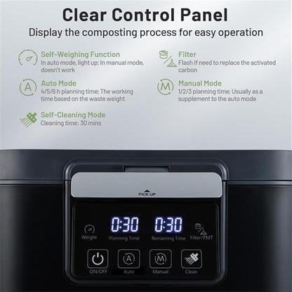 Electric Kitchen Composter with Activated Carbon Filters, LED Display & Auto Timer for Fast Food Waste Reduction