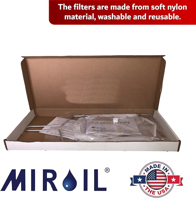 MirOil B22FS Fryer Oil Filter Bag & Frame Combo, Extends Life, Polish Hot & Cold Cooking Oil for Filtration for Deep Fryers, Fits on Top of Fryer Filter Pot, Pail and Storage Container for Restaurants