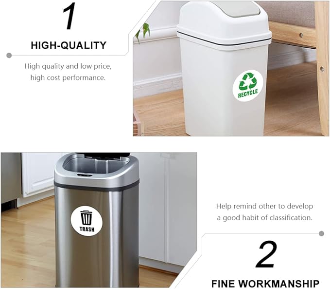 Waste Sorting Decal for Bins Reminding Stickers for Kitchen Garbage Can Labels