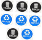 8pcs Trash Can Stickers for Easy Waste Sorting Self-Adhesive Rubbish Bin Labels Black and Blue Decals for Recycling and Composting Use