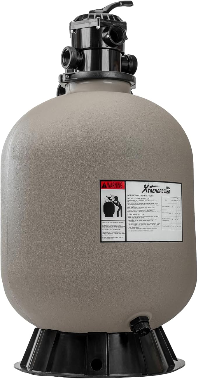 XtremepowerUS 22" Sand Filter Swimming Pool Sand Filter for Inground/Above Ground Filter Media System Top-Mount Up to 37,200 Gallons with Stand