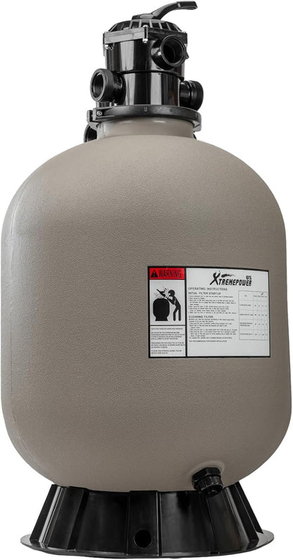 XtremepowerUS 22" Sand Filter Swimming Pool Sand Filter for Inground/Above Ground Filter Media System Top-Mount Up to 37,200 Gallons with Stand