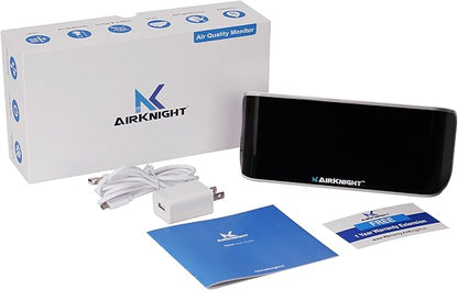 AirKnight Premium Indoor Air Quality Monitor Indoor & Air Quality Sensor. VOC Detector, CO2 Monitor, Formaldehyde Detector HCHO, AQI, PM2.5, PM10 Temperature Humidity Air Monitor AQI CO2 Meter