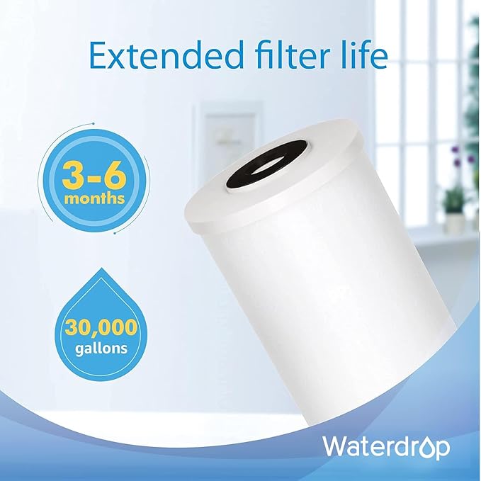 Waterdrop FXHTC Whole House Carbon Water Filter, Replacement for GE® FXHTC, GXWH40L, GXWH35F, Culligan® RFC-BBSA, American Plumber W10-PR, W10-BC, WRC25HD, 10" x 4.5" Cartridge, 5 Micron, Pack of 4