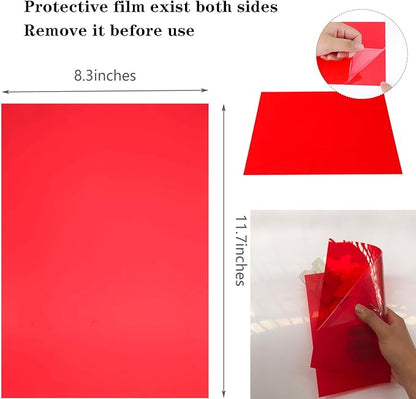 14 Pack Color Correction Light Gel Filter Sheet Colored Overlays Transparency Film Plastic Sheets for Halloween Led Light, or Outdoor Landscape, 11.7 by 8.3 Inches, 7 Colors