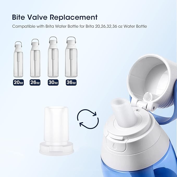 GLACIER FRESH Bottle Mouthpiece Replacement for Brita Water Bottle, Silicone Bottle Bite Valve Replacement Parts Compatible with Brita Water Bottles, 3 Packs