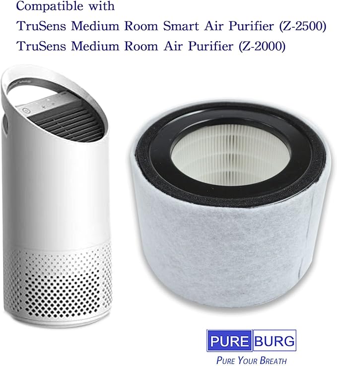 PUREBURG Replacement Filter Compatible with TruSens Z2000 Z-2500 Z-2000 Medium Room Air Purifier,2-Pack H13 HEPA 3-Stage Filtration Activated carbon Pre-Filter Dust VOCs