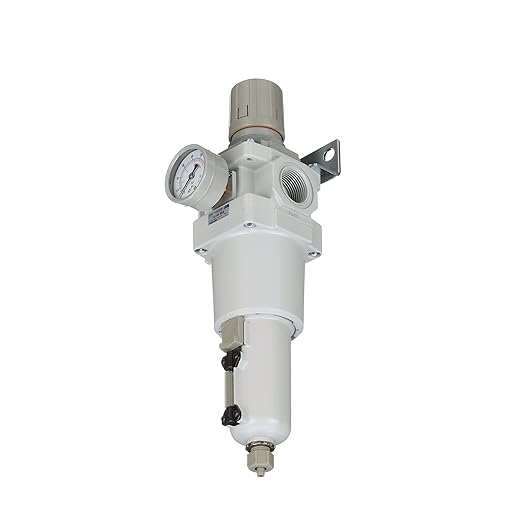 PneumaticPlus SAW600-N06BG-MEP Compressed Air Filter Regulator Piggyback Combo 3/4" NPT - Metal Bowl, Manual Drain, Bracket, Gauge