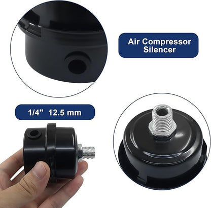 2 Pcs Air Compressor Silencer, 1/4 Inch Thread Intake Filter Muffler, 12.5 mm Air Compressor Silencer Filter for Generators and Blowers