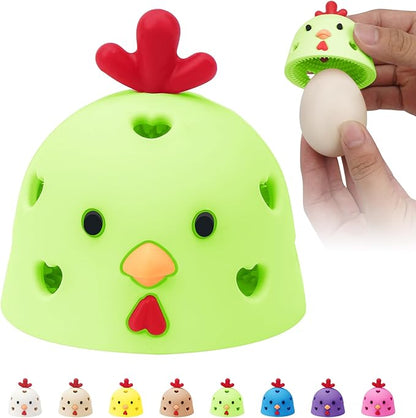 Egg Brush Cleaner, Egg Scrubber Tool for Fresh Eggs, Egg Washer Cleaner Scrubber, Easter Gifts Creative Chicken Shape Egg Wash Brush Silicone Washing Egg Tool - Green