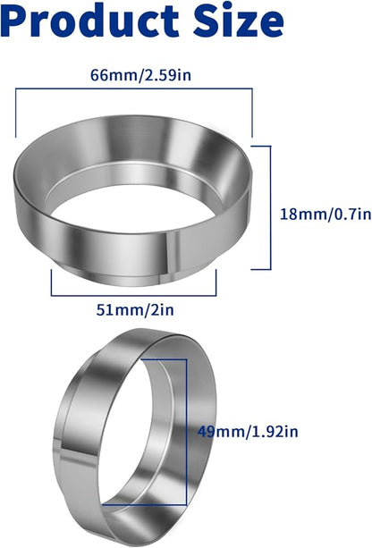 51mm Espresso Dosing Funnel with Magnetic, 51mm Portafilter Funnel, Dosing-Funnels, Compatible with Filter Espresso Dosings Funnels, 8 Magnets (Silver)