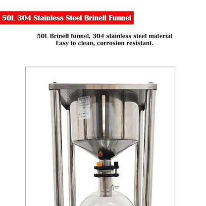 50L Glass Vacuum Filter, Lab Vacuum Suction Filter Device, Brinell Funnel/High Borosilicate Glass Flask, Negative Pressure Stainless Steel Vacuum Filter for Liquid Extraction, -0.098Mpa