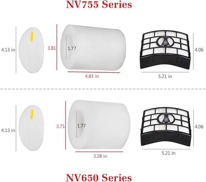 I-clean 2 Packs Replacement NV650 HEPA Foam & Felt Filters for Shark Rotator Powered Lift-Away Vacuum Cleaner, Compatible with Shark NV752,NV751,NV750,NV651,NV650,NV652 Replaces Part # XFF650 & XHF650
