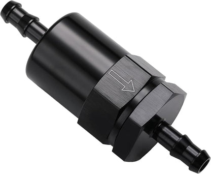 1/4" Billet Inline Fuel Filter 30 Micron Aluminum Black