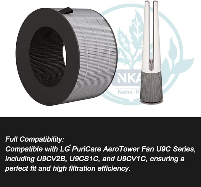 U9C HEPA Replacement Filter Compatible with LG PuriCare AeroTower Fan U9C Series U9CV2B / U9CS1C / U9CV1C, H13 True HEPA 3-in-1 Filtration with Activated Carbon, 1 Pack