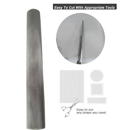 304 Stainless Steel Mesh 120Mesh, 15.7"x47.2"(40x120cm) Metal Mesh Screen, Woven Fine Wire Mesh Easy to Cut for Filter Mesh, Filtration Cloth and DIY Project