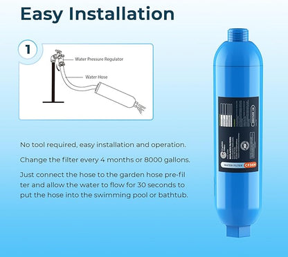 Crystala Garden Hose End Pre-Filter for Swimming Pool, Hot Tubs, Spa, Inflatable Pool, Ponds, Greatly Reduces Bad Taste, Odors, Chlorin and Sediment, up to 8,000 Gallons, 3 Pack
