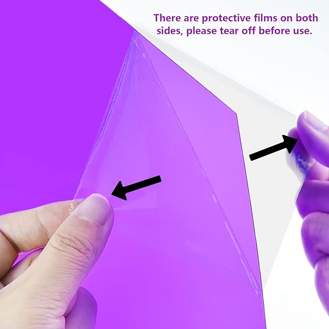 Lystaii 9pcs Halloween Gel Light Filter Color Correction Colored Overlays Transparent Color Film Lighting Gel Filter Plastic Sheets Correction 11.7 by 8.3 Inches for Film, Video, Photo, Stage (Purple)