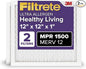 Filtrete 12x12x1 AC Furnace Air Filter, MERV 12, MPR 1500, CERTIFIED asthma & allergy friendly, 3 Month Pleated 1-Inch Electrostatic Air Cleaning Filter, 2-Pack (Actual Size 11.81x11.81x0.78 in)