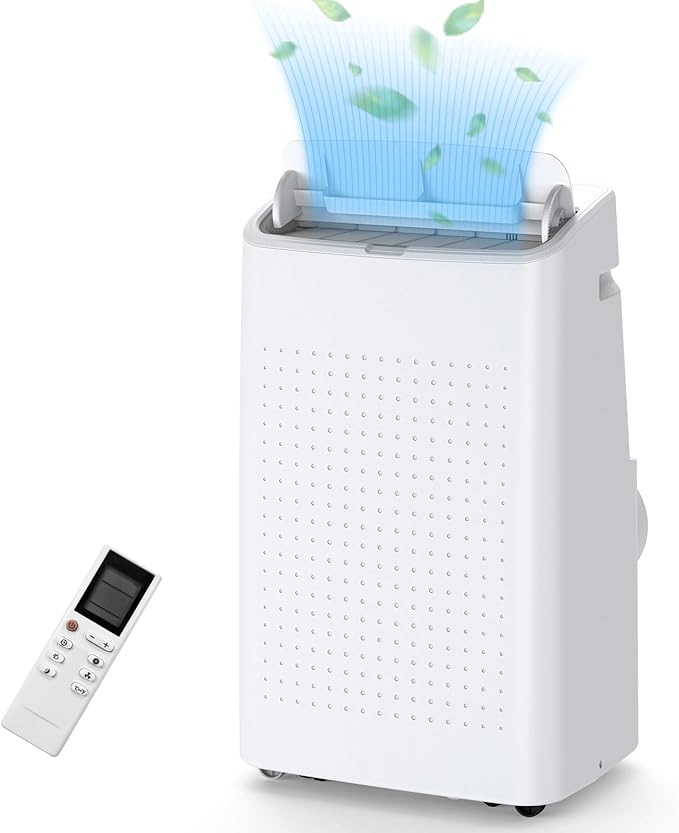 Portable Air Conditioner 15000 BTU ，Air Conditioner for Rooms Up to 850 Sq.Ft – AC With Sleep Mode, Dehumidifier, Fan, Remote Control & 24H Timer, for Bedrooms Living Room, Dining Room, White
