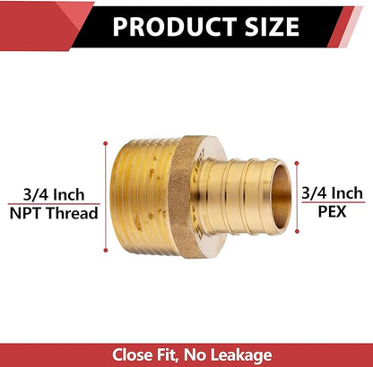 50-Pack EFIELD 3/4-inch Pex Crimp Fittings,3/4 Inch x 3/4 Inch NPT Male NPT Adapters, ASTM F1807,(PEX1807021-50PCS)