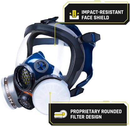 Parcil Distribution Full Face Respirator Mask with Filters – Durable Full Face Respirator Mask, Bayonet Filter Compatible