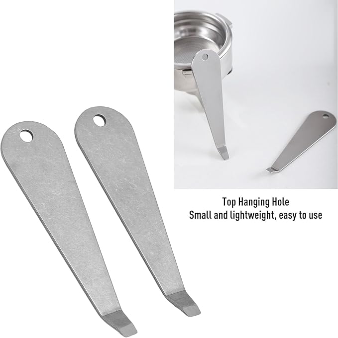 AUNMAS 3pcs Portafilter Basket Pry Removal Tool, Stainless Steel Ergonomic Design Quick Easy Cleaning Filter Basket Remover for Home Coffee Brewing