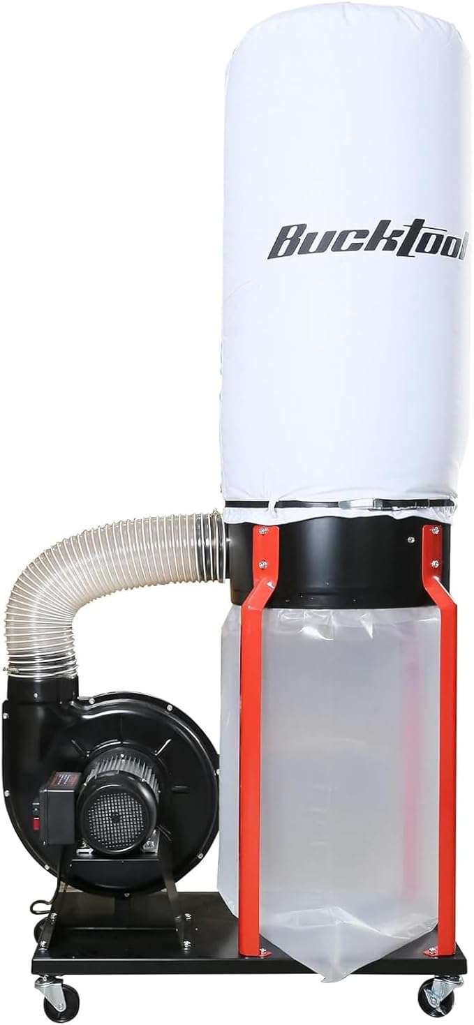 Bucktool 1.5HP Portable Dust Collector, 1100 CFM Workshop Dust Extraction Machine with Mobile Stand