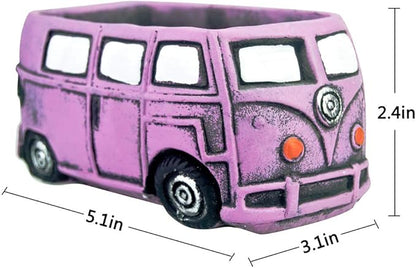 Cute Succulent Plants Pots, Small Planter Pots with Drainage Hole, Flower Pots for Home Indoor Outdoor Garden Decoration (Purple Bus)
