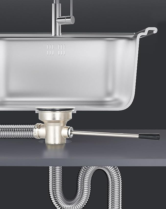 3-1/2 Inch Commercial Sink Drain with Twist Handle Kitchen Sink Opening Waste Drain Valve Stopper Prevents Sink Clogged Overflow for 1/2/3 Compartment Sink Style Drains