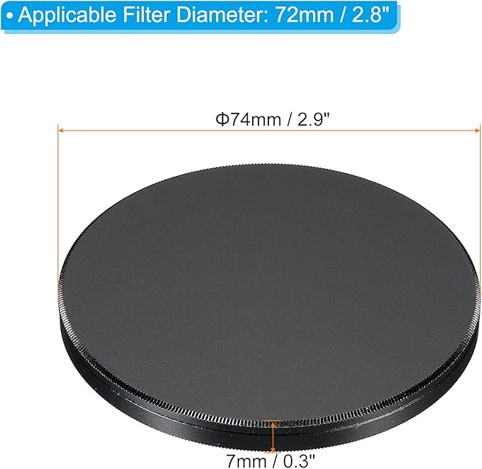 PATIKIL 72mm Lens Cap, Camera Lens Cap Cover Universal Front Metal Lens Filter Stacks Cap Protective Case for 72mm Camera Circular Polarizing Fader ND Filter, Black