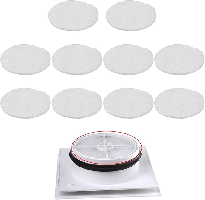 Air Filter G3 for Helios ELF-DLV 125, 10 Pack, 110 mm Diameter, Synthetic PET Fiber, Coarse Dust Retention, for ISO Coarse 50%, F1F1K1 Fire Rating, Up to 100°C