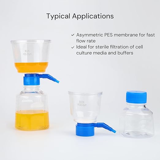 Pack of 18 Diposable Bottle Top Filter 500mL 0.2μm PES Hydrophilic Membrane
