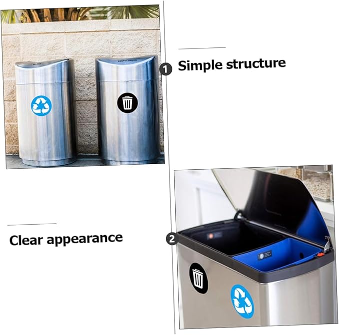 DECHOUS Reminding Waste Sorting Habits 6 Adhesive PVC Stickers for Garbage Can Decor