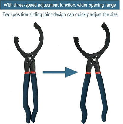 Oil Filter Wrench Set, 12" & 14" 2pcs Adjustable Oil Filter Pliers, Oil Filter Removal Tool, Universal, No Slipping for Engine Filters, Conduit, Fittings