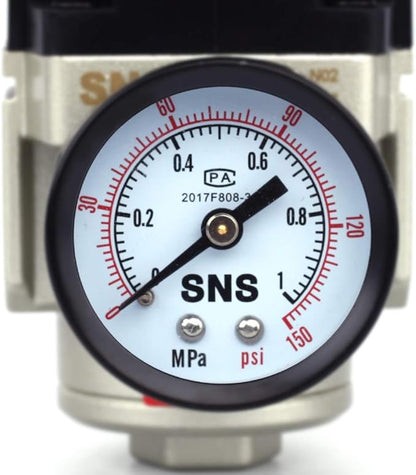 SNS AR3000-N02 Female Thread 1/4 NPT Air Pressure Regulator 0-150 PSI Adjustable,Bracket,Gauge