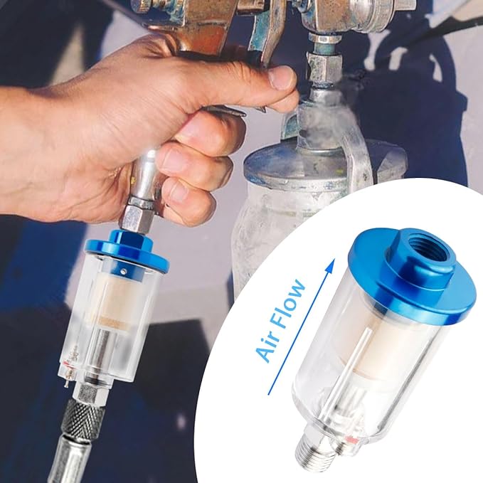 3 Pcs Compressed Air Filter Water Oil Separator, 1/4 Inch NPT Inlet and Outlet Water Separator Air Compressor Moisture Filter for Air Line Compressor Fitting