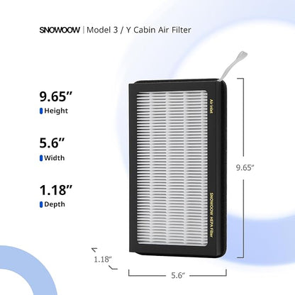 Tesla Model 3/Y HEPA Cabin Air Filter 2 Pack - PM2.5 Activated Carbon Replacement for Model 3 Model Y (2016-2025) H13 True HEPA